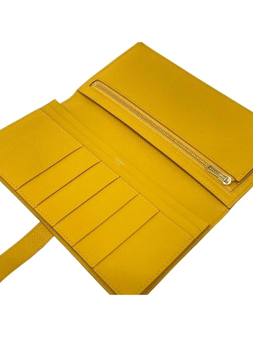 Hermes Wallet Bearn Souffle Joan Ambre Gold Protection